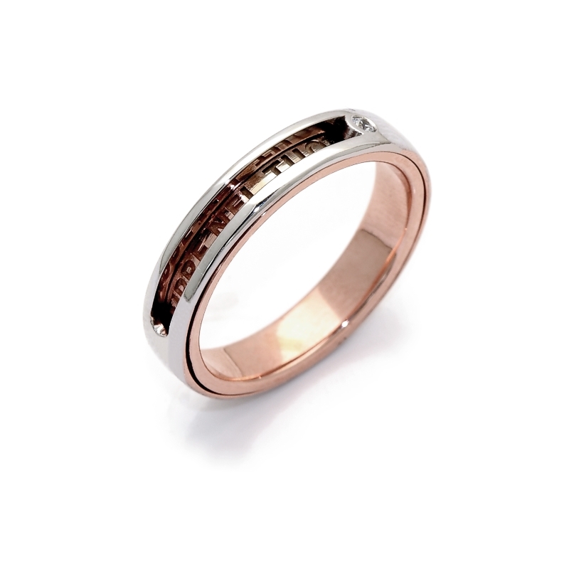 Two-Color Gold Engagement Ring Rose and White Mod. Malè mm. 4,5