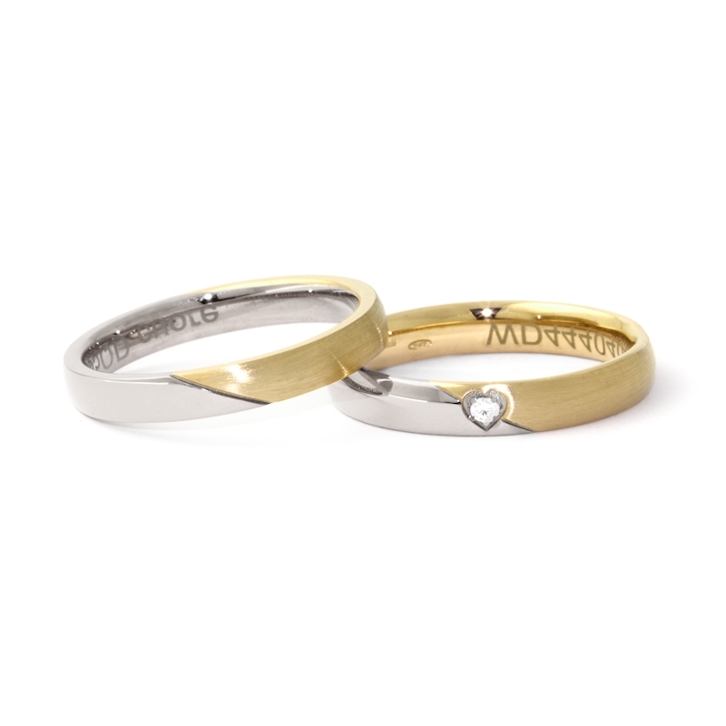 Two-Color Gold Engagement Ring Yellow and White Mod. Rebecca mm. 3,5