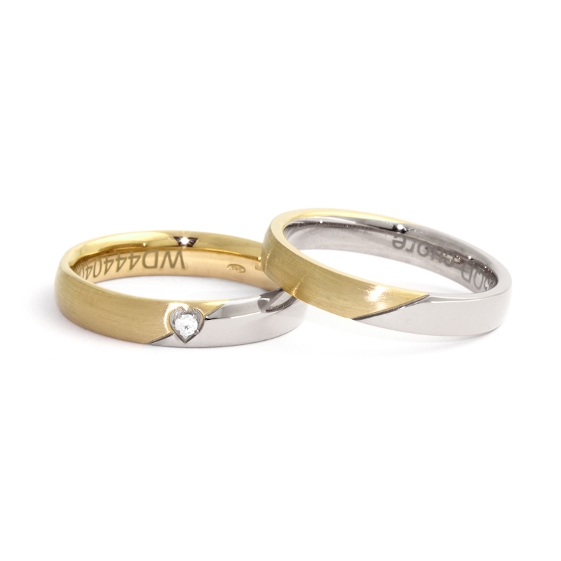 Two-Color Gold Engagement Ring Yellow and White Mod. Andrea mm. 4,0