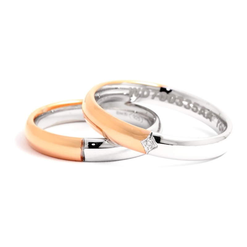 Two-Color Gold Engagement Ring Rose and White Mod. Silvia mm. 3,5