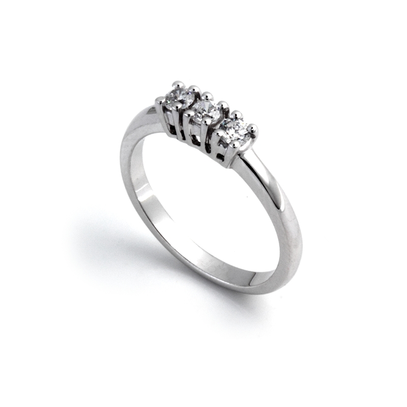 0,27 Ct Natural Diamonds Trilogy Ring 18Kt. White Gold