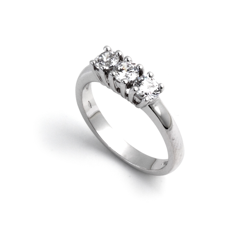 0,75 Ct Natural Diamonds Trilogy Ring 18Kt. White Gold