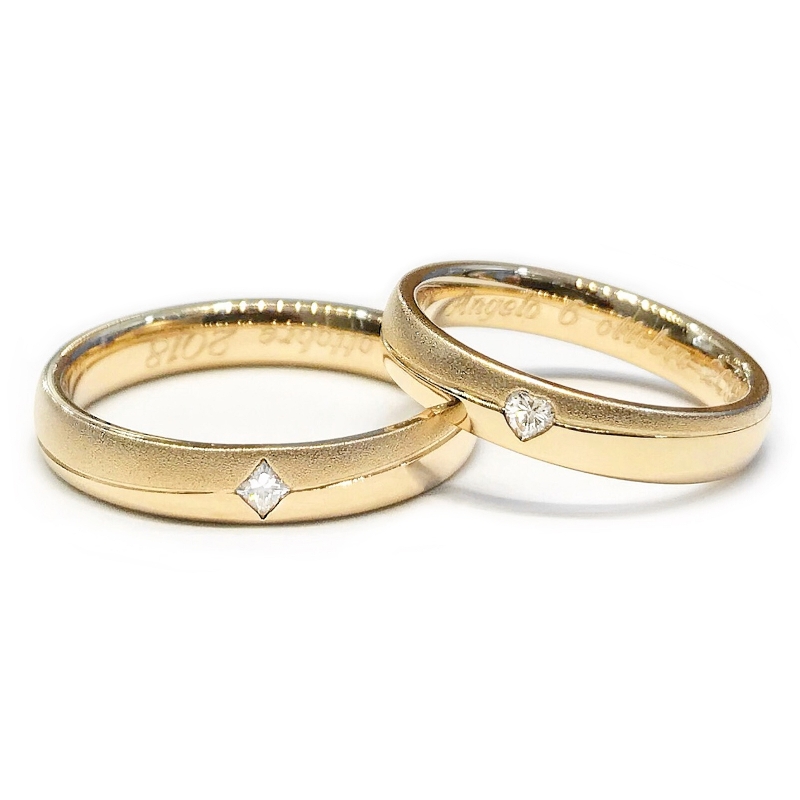 Satin/Polished Yellow Gold Engagement Ring mod. Nelly mm. 3,5