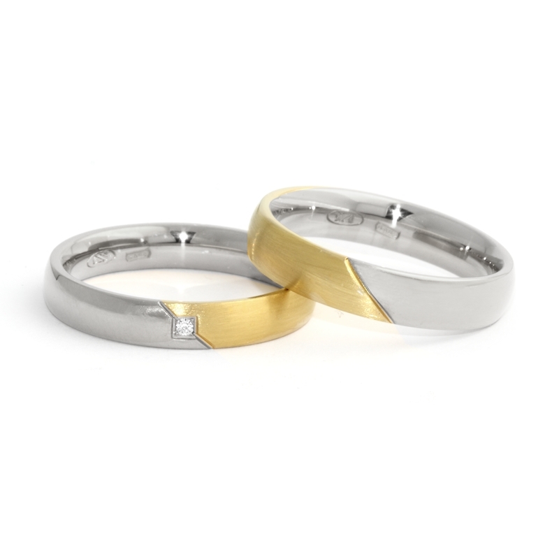 Two-Color Gold Wedding Ring Yellow and White Mod. Clotilde mm. 4,0