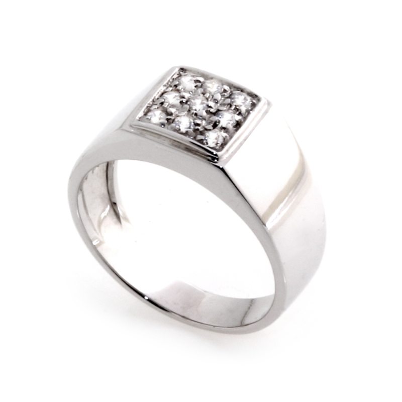 750 Mill. Gold Ring with Cubic Zirconia Size J