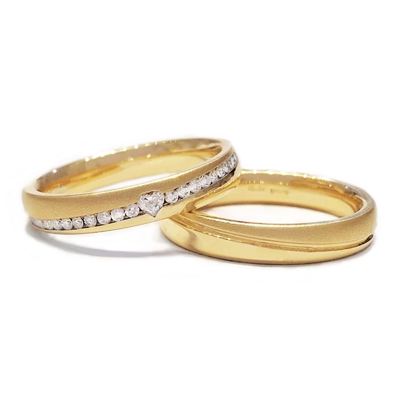 Satin/Polished Yellow Gold Engagement Ring mod. Regina mm. 3,5