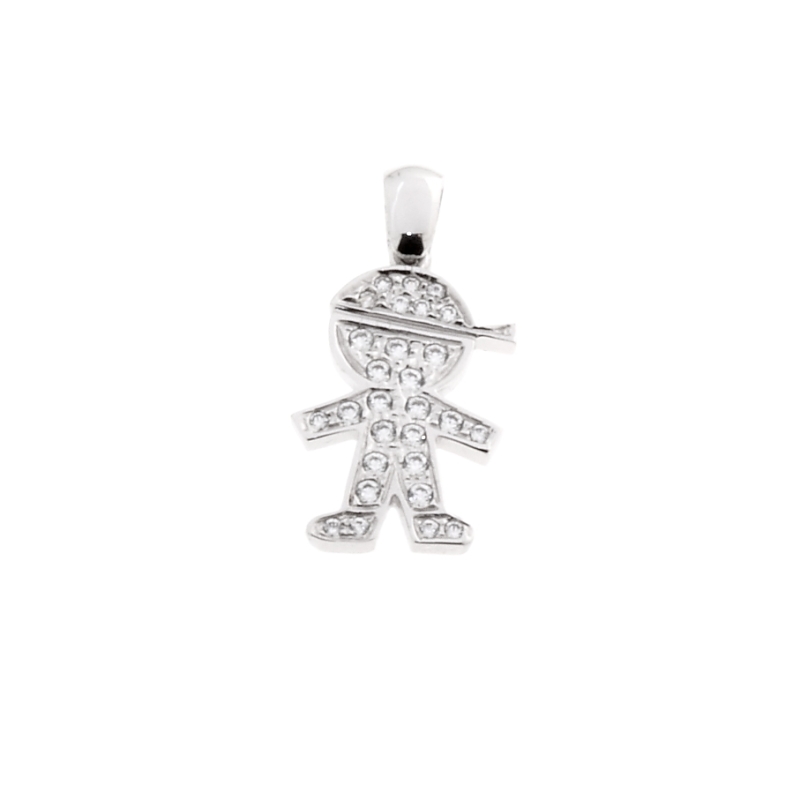 18 Kt White Gold Pendant with Cubic Zirconia