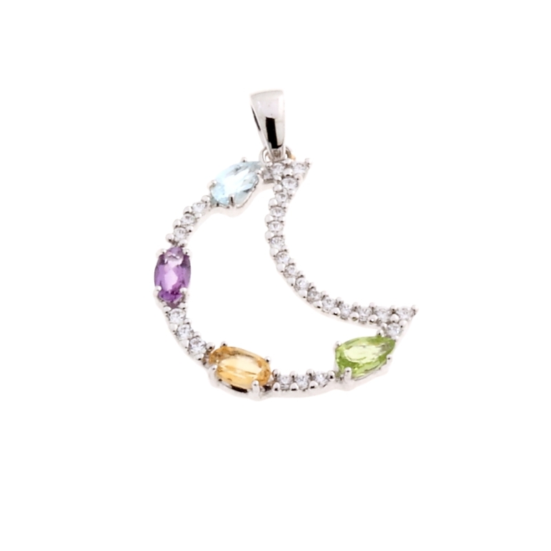 18 Kt White Gold Pendant with Stones
