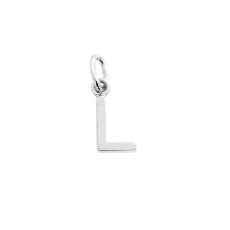 18 Kt White Gold Pendant L Letter (0,8 Cm)