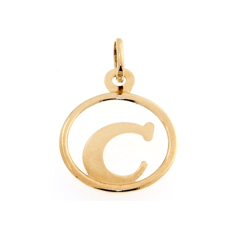 18 Kt Yellow Gold Pendant C Letter (1,5 Cm)