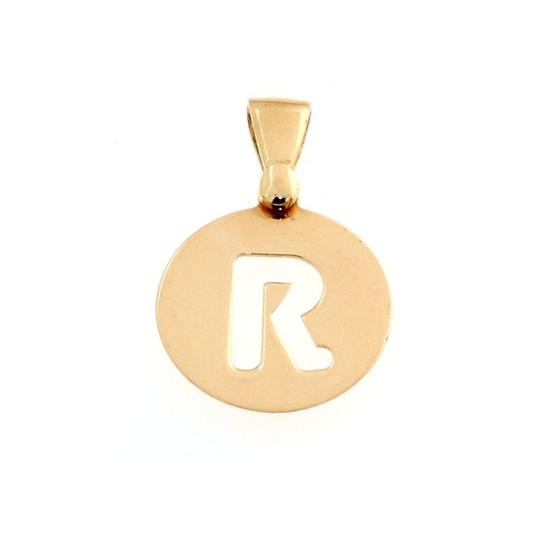 18 Kt Yellow Gold Pendant R Letter  (1,5 Cm)