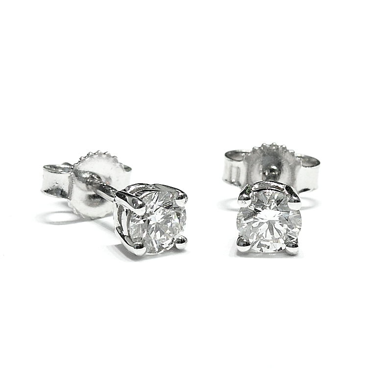 18 Kt White Gold Earrings with Diamonds kt. 0,62Kt. 0.62 G-Vs