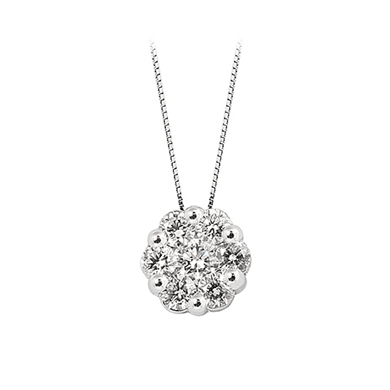 18 kt White Gold Necklace with F/VVS Natural Diamonds.