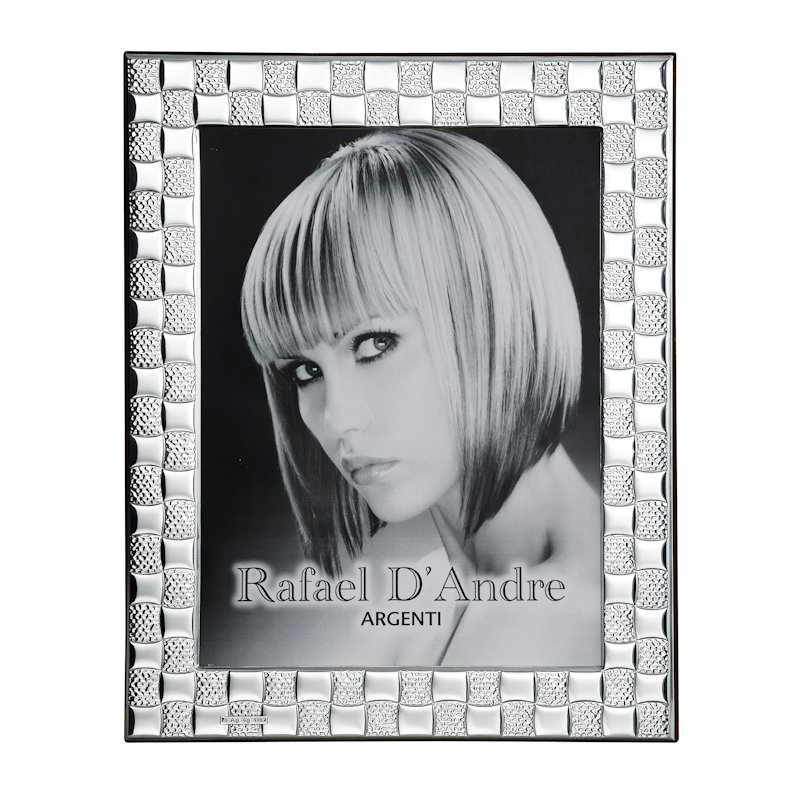 CORNICE IN ARGENTO 925 MILL. RETRO LEGNO CON ANGOLO TONDO Mis. Foto Cm. 13x18