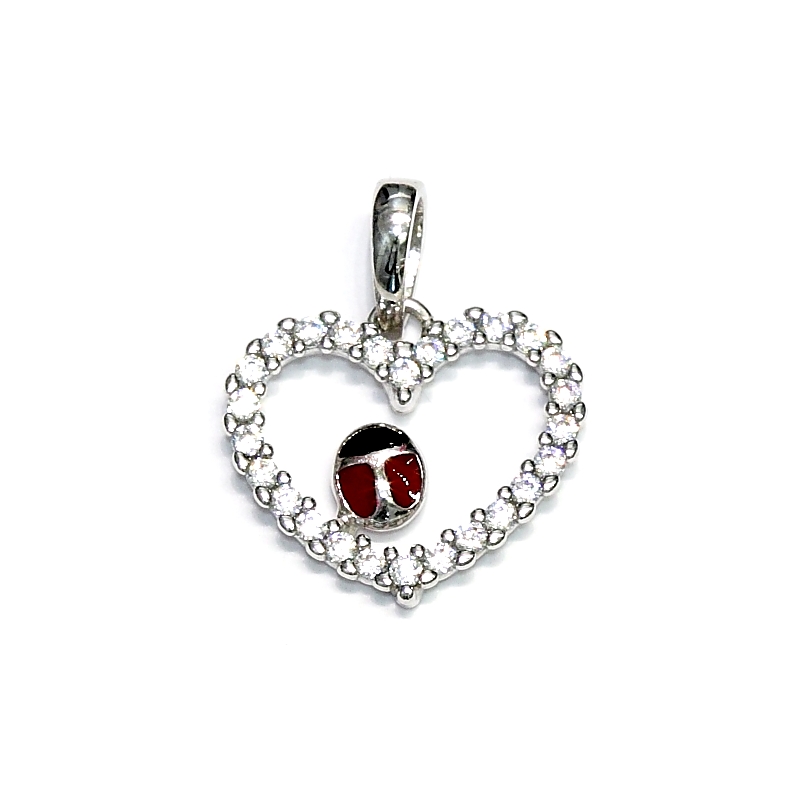 18 Kt White Gold Heart with Cubic Zirconia