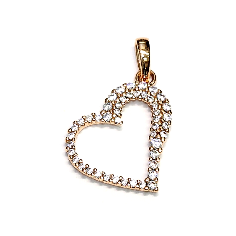 18 Kt Rose Gold Heart with Cubic Zirconia