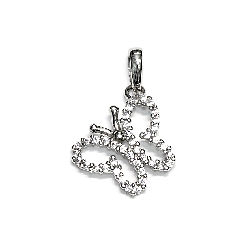 18 Kt White Gold Butterfly with Cubic Zirconia