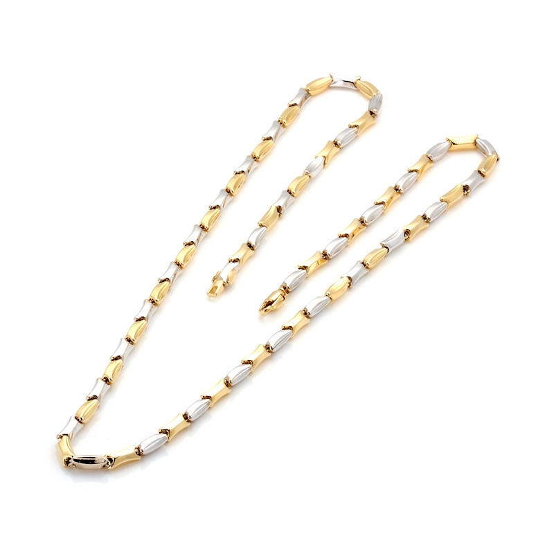 18 Kt White and Yellow Gold Necklace - 50 Cm