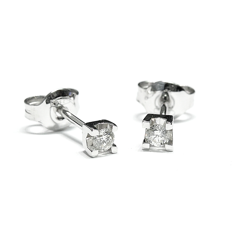18 Kt White Gold Earrings with Diamonds KT. 0.20
