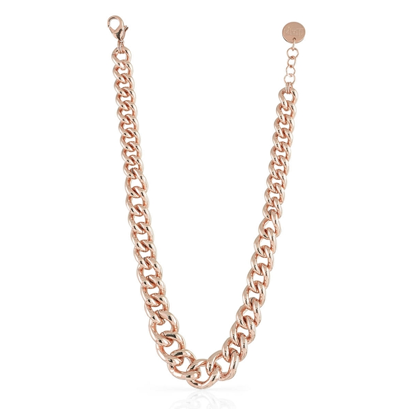 UNOAERRE - Collana in bronzo rosa grumetta a scalare. Lunghezza 43,00 cm.