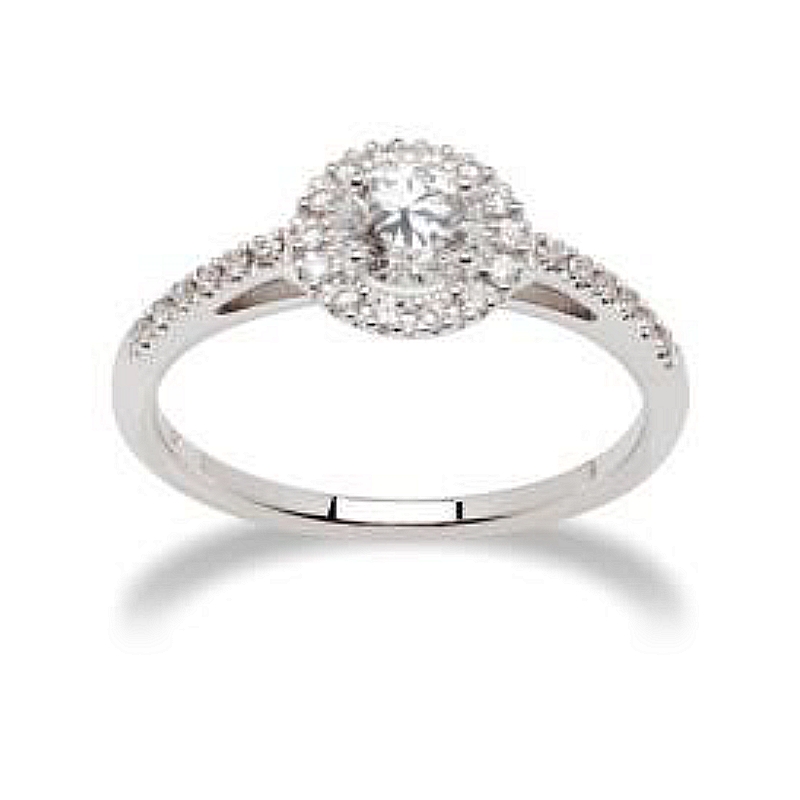 18 Kt. White Gold Solitaire with F VS 0,58 Ct. Natural Diamonds