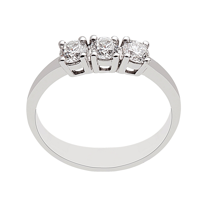 18 Kt. White Gold Trilogy with F VS 0,30 Ct. Natural Diamonds