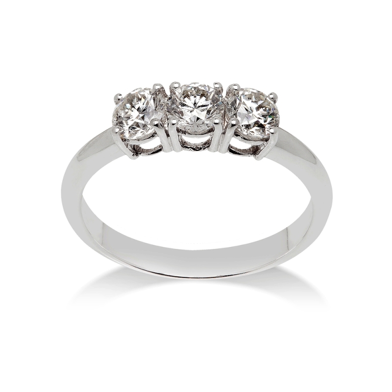 18 Kt. White Gold Trilogy with F VS 0,60 Ct. Natural Diamonds