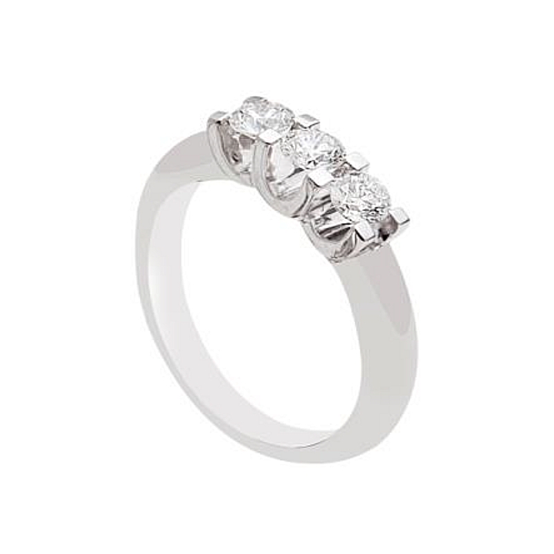 18 Kt. White Gold Trilogy with F VS 0,45 Ct. Natural Diamonds