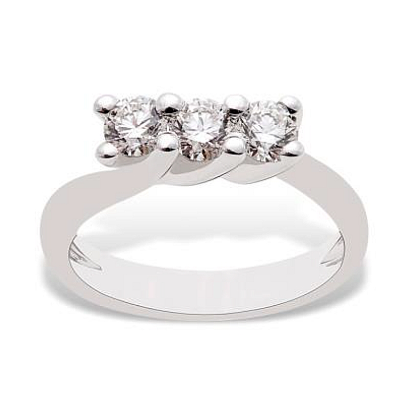 18 Kt. White Gold Trilogy with F VS 0,45 Ct. Natural Diamonds
