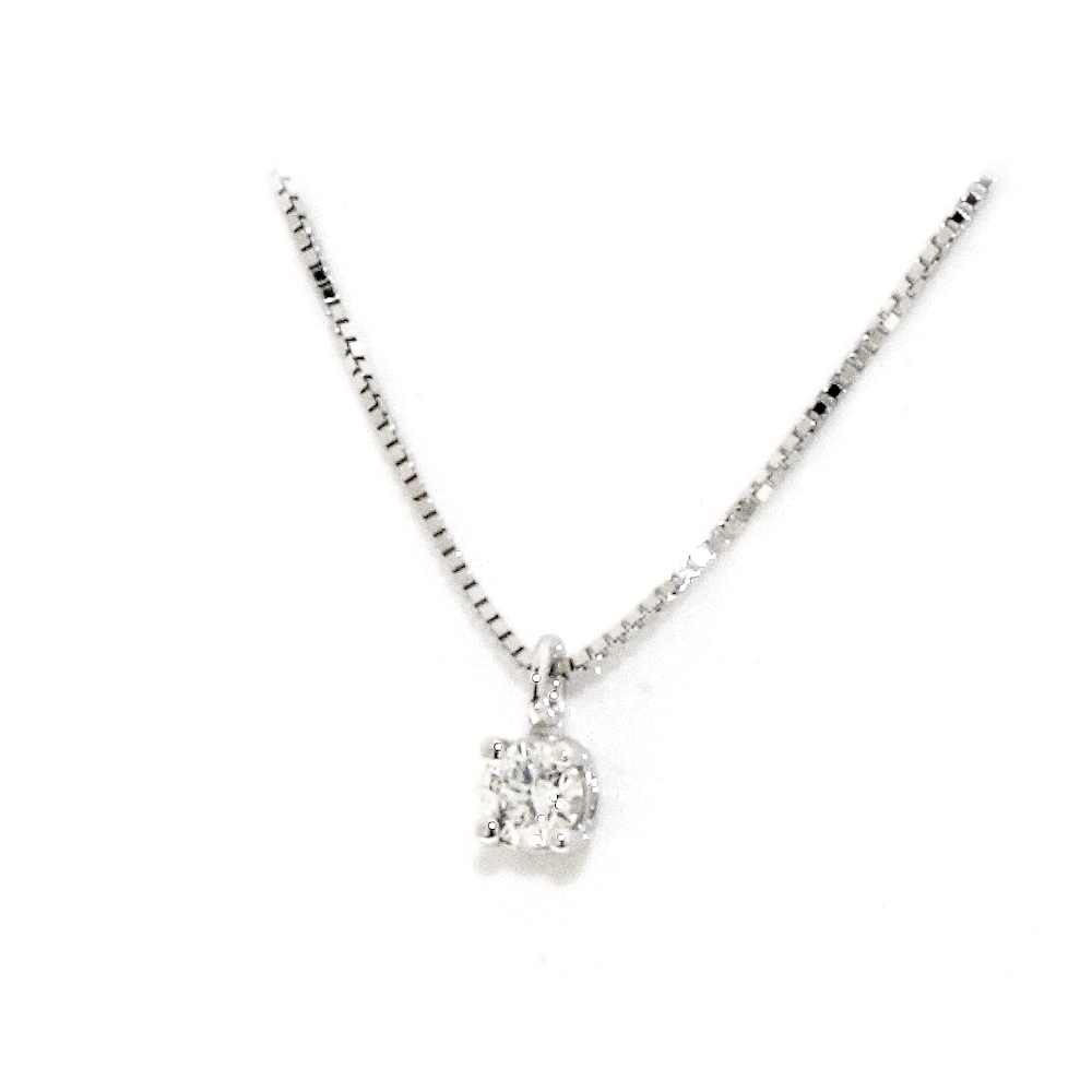 18 Kt White Gold Necklace KT.0.08 G-Vs1
