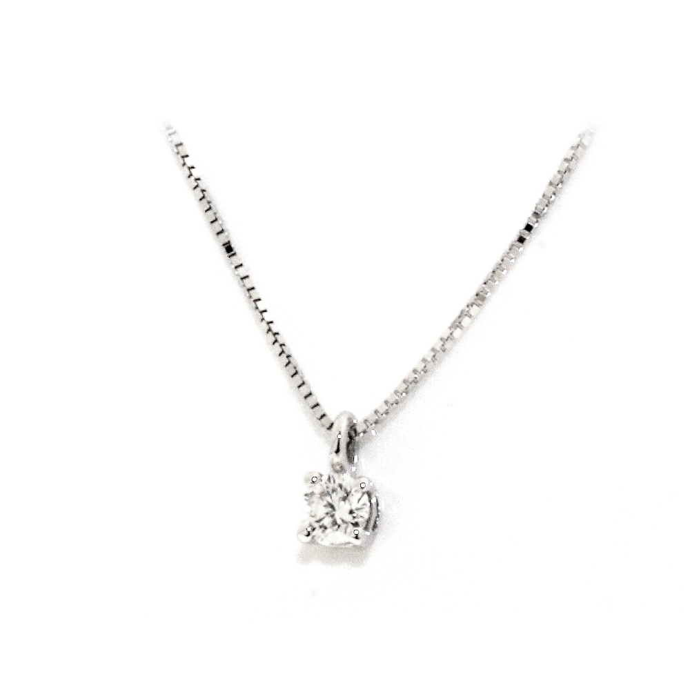 18 Kt White Gold Necklace KT.0.10 G-Vs1