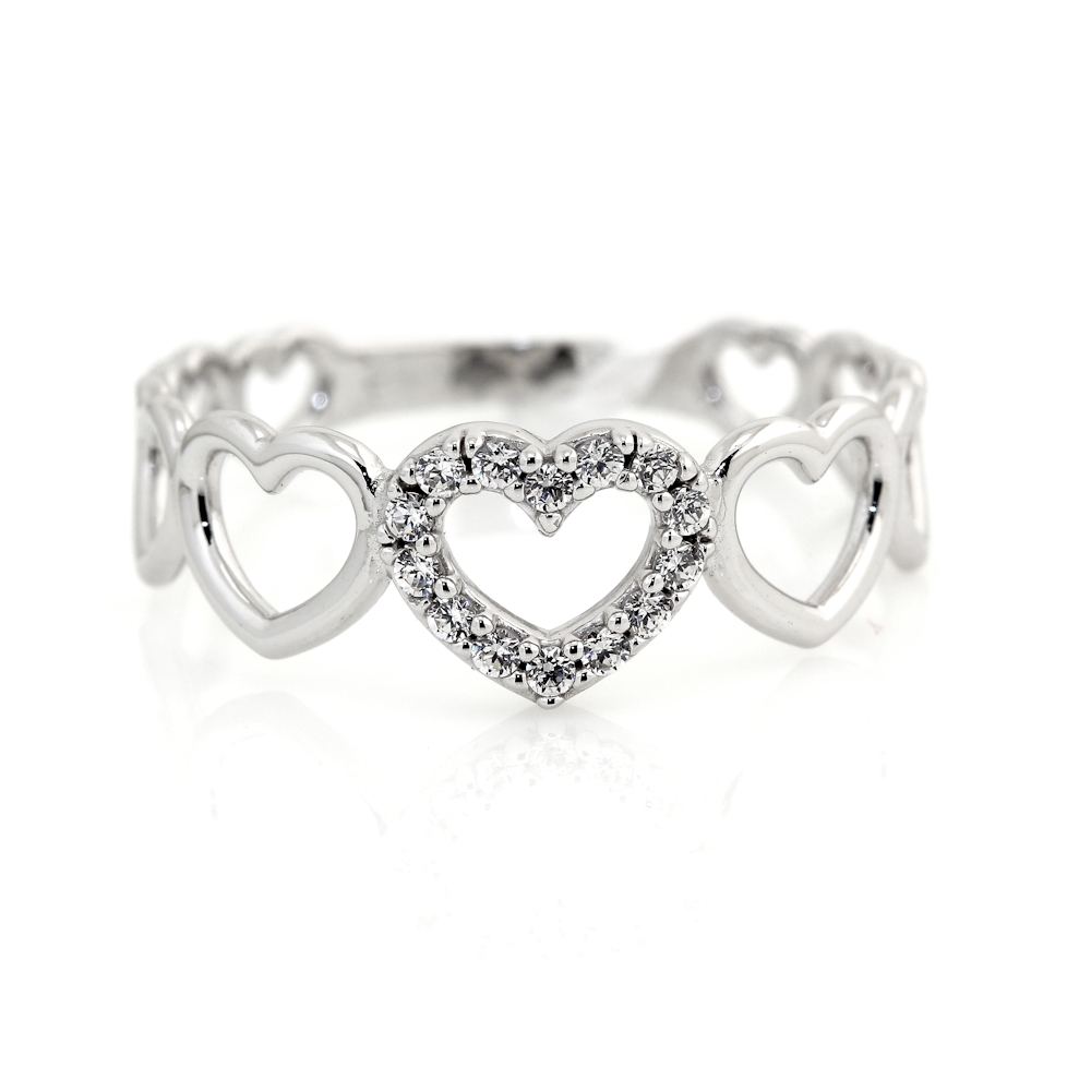 750 Mill. White Gold Ring with Cubic Zirconia Size N-3/4