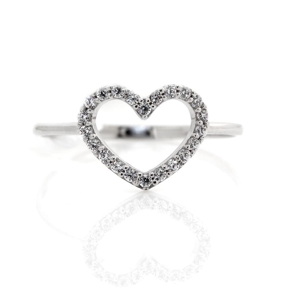 750 Mill. White Gold Ring with Cubic Zirconia Size P