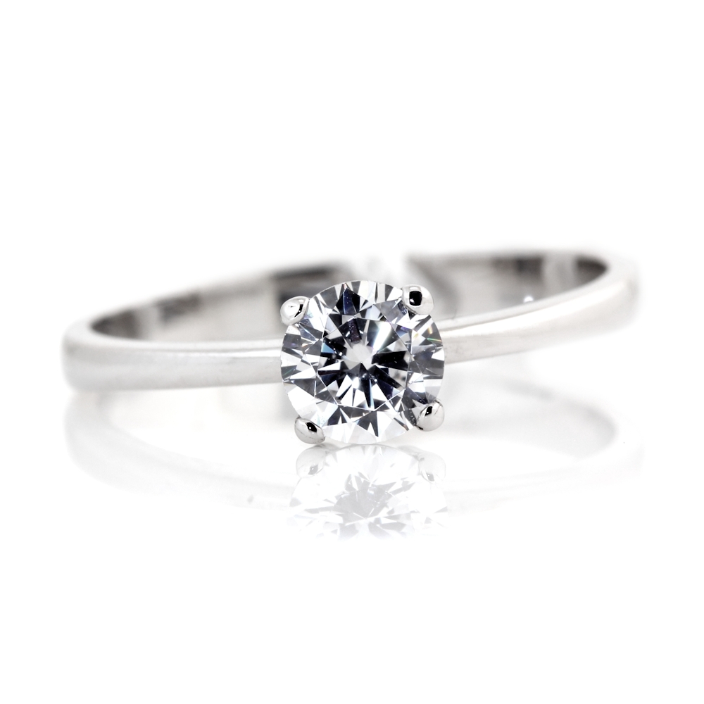 750 Mill. White Gold Ring with Cubic Zirconia Size L-1/2