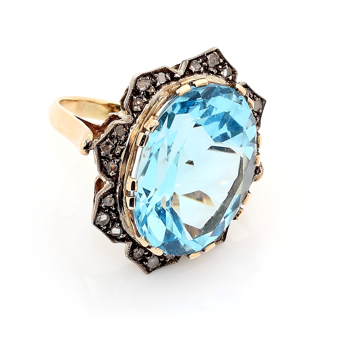 Vintage Gold Ring with Diamonds and Tourmaline