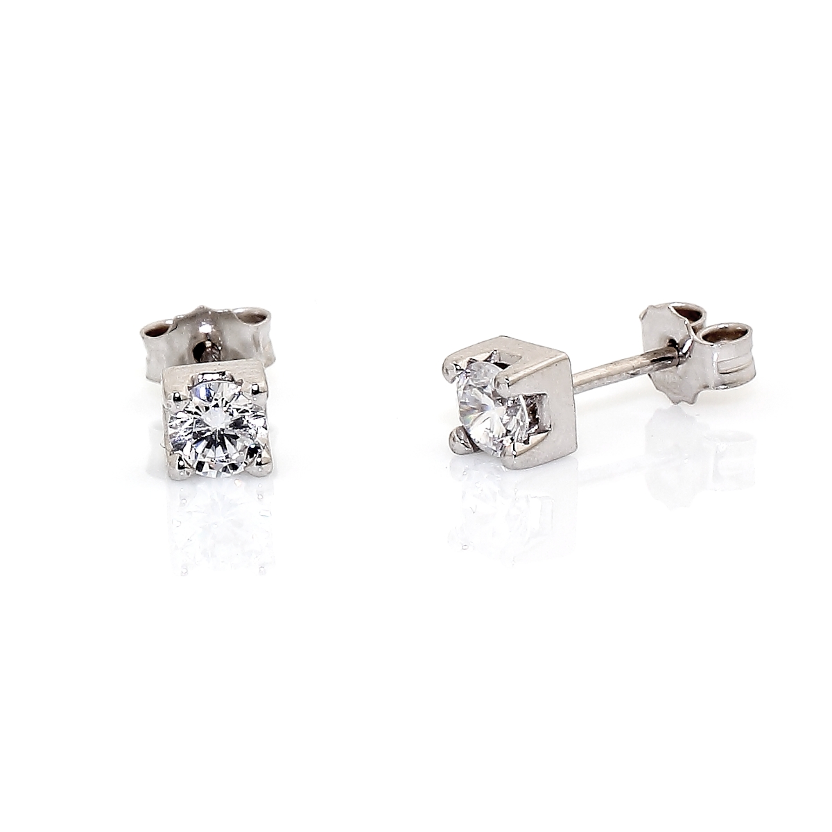 18 Kt White Gold Earrings with Cubic Zirconia