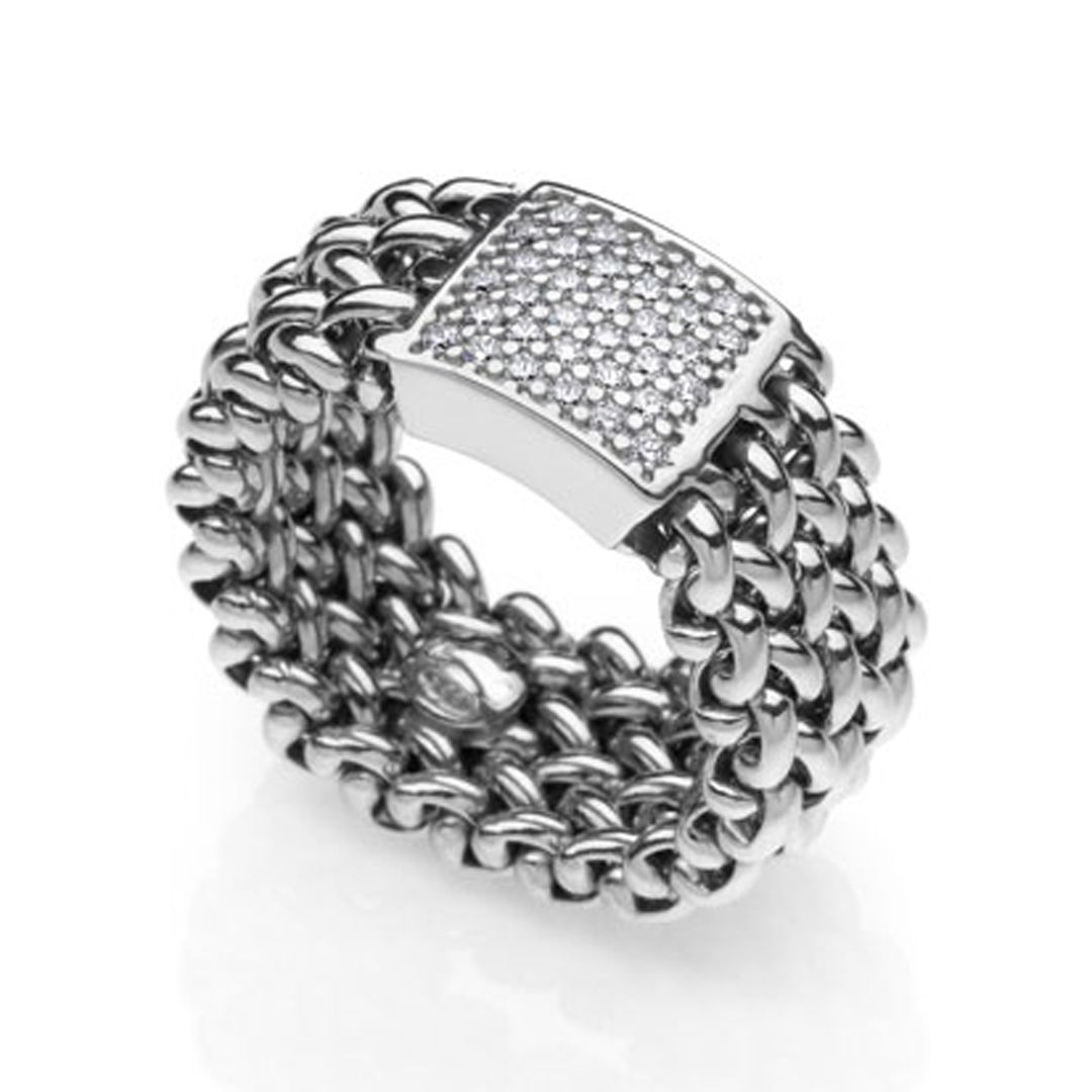 UNOAERRE - White Silver Ring Size L-1/2