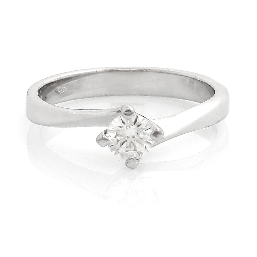 750 Mill. White Gold Ring with 0,33 Ct. F-Vs Diamond