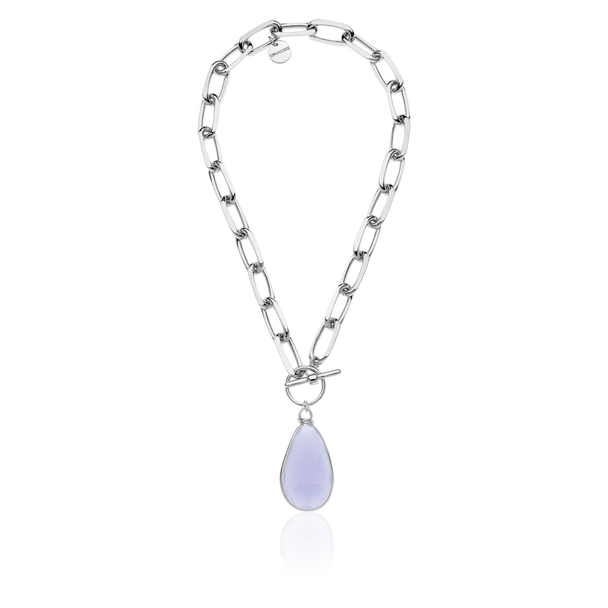 UNOAERRE - Collana in Bronzo Bianco con Pietra