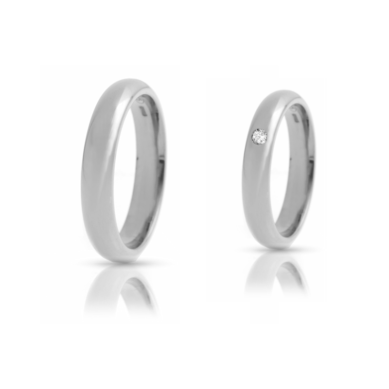 White Gold Wedding Ring mod. Italiana mm. 3,8