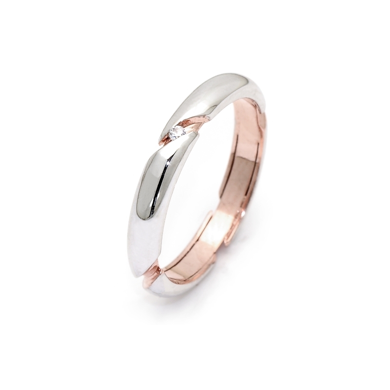 Two-Color Gold Engagement Ring Rose and White Mod. Raiatea mm. 3,8