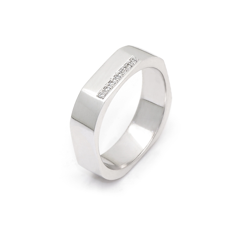 White Gold Engagement Ring mod. Santorini mm. 4,5 with Diamonds Kt. 0,04