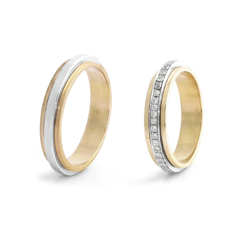 Two-Color Gold Engagement Ring Yellow and White Mod. Seoul mm. 4,60