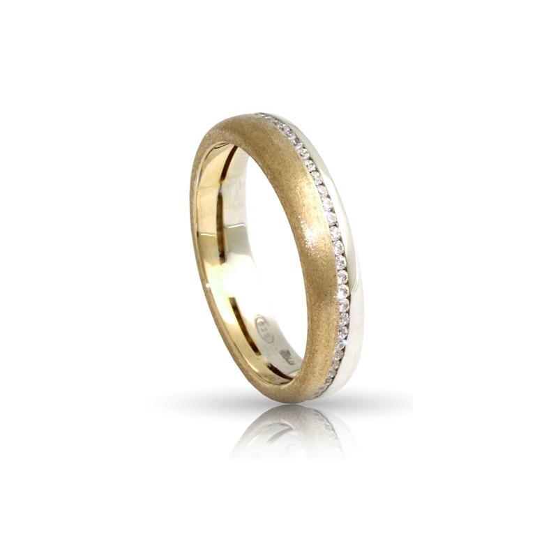 Two-Color Gold Engagement Ring Yellow and White Mod. Djerba mm. 4,10