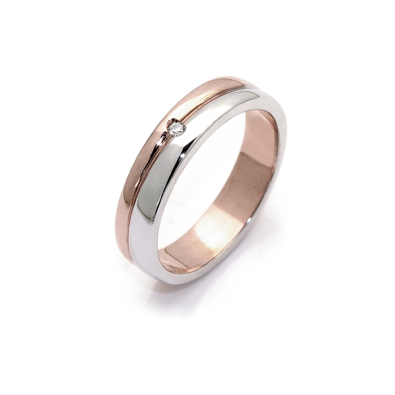 Two-Color Gold Engagement Ring Rose and White Mod. Punta Cana mm. 5